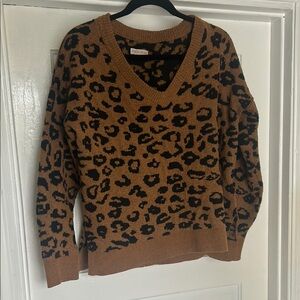 Knox Rose Leopard Print V-Neck Sweater